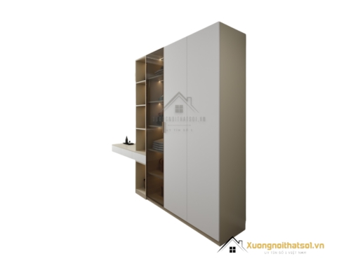 Tủ quần áo kết hợp bàn phấn có đèn LED hiện đại tại Hà Nội, thiết kế thông minh, kích thước 220mm.