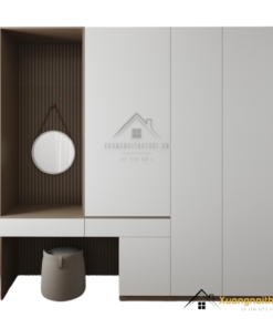 Tủ quần áo kết hợp bàn phấn hiện đại màu gỗ óc chó tại Hà Nội, mẫu 217LU sang trọng và tiện nghi.