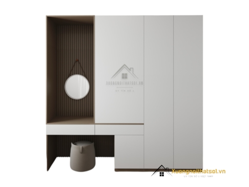Tủ quần áo kết hợp bàn phấn hiện đại màu gỗ óc chó tại Hà Nội, mẫu 217LU sang trọng và tiện nghi.
