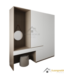 Tủ quần áo kết hợp bàn phấn gỗ công nghiệp hiện đại tại Hà Nội, mẫu mã sang trọng, tiện nghi cho phòng ngủ.