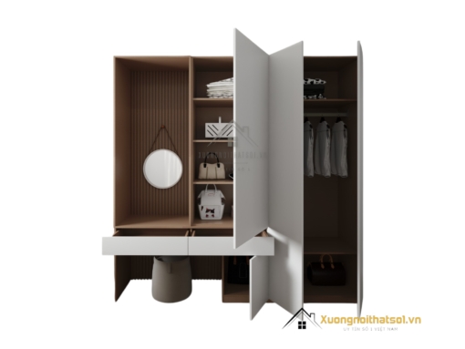 Tủ quần áo kết hợp bàn trang điểm hiện đại tại Hà Nội, mẫu 030PL, thiết kế tiện nghi và sang trọng
