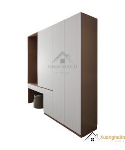 Tủ quần áo kết hợp bàn trang điểm màu trắng hiện đại tại Hà Nội, mẫu mã 030PL, thiết kế thông minh, tiện dụng.