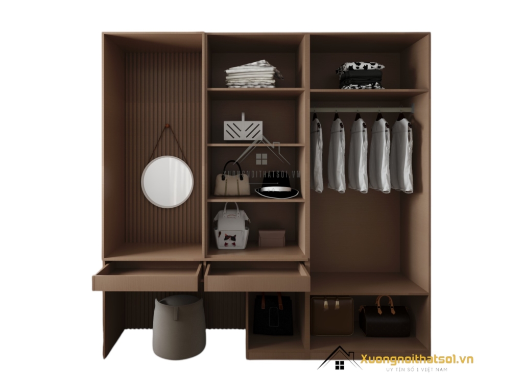 Tủ quần áo kết hợp bàn trang điểm hiện đại màu trắng tại Hà Nội, mẫu 030PL (8) sang trọng, tiện nghi.